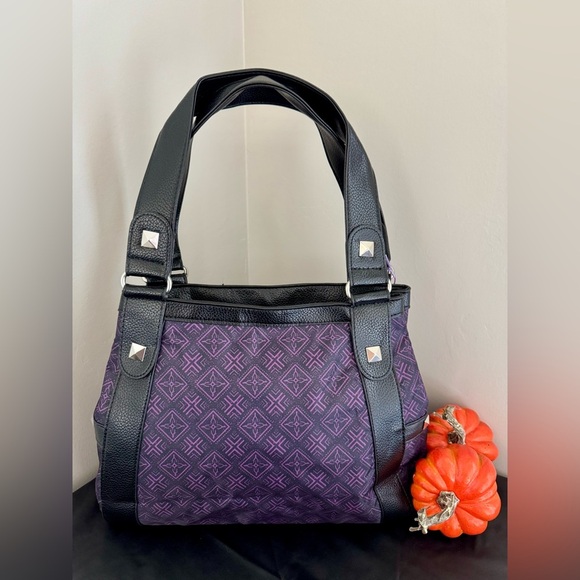New Hello Kitty Gothic Halloween Purple & Black Skull Skeleton Hand Bag Purse - Picture 9 of 13